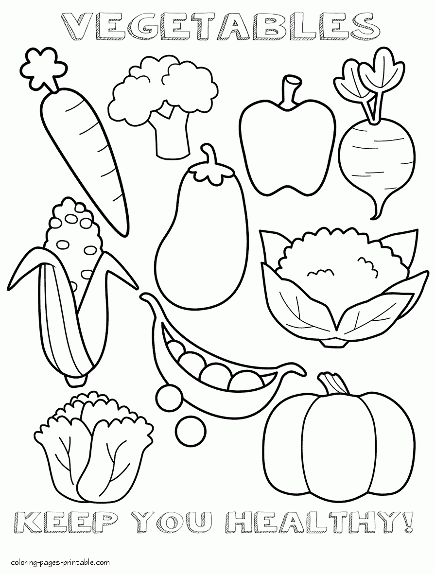 Cute Healthy And Unhealthy Food Coloring Pages with simple drawing