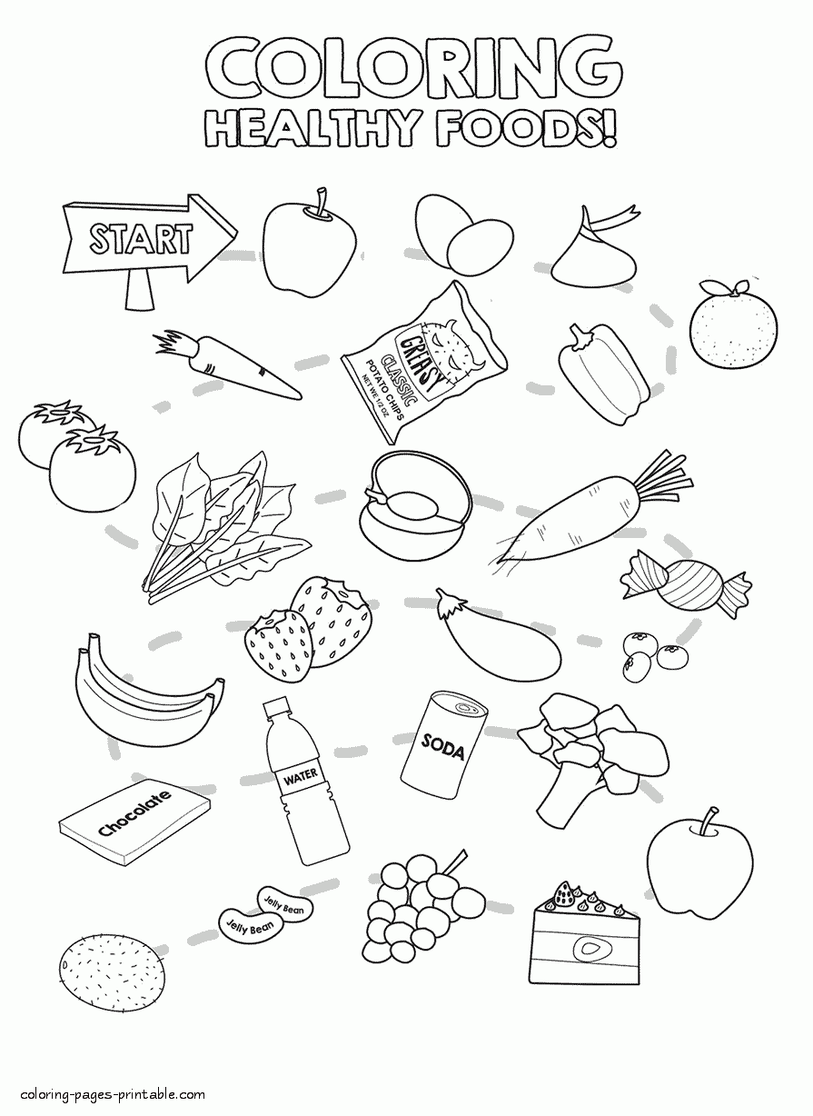 Coloring pages healthy and unhealthy food || COLORING ...