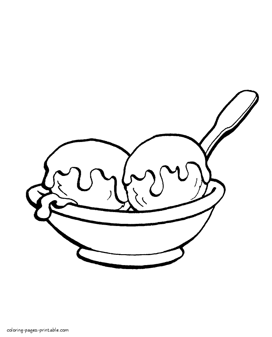 Ice cream sundae coloring pages || COLORING-PAGES-PRINTABLE.COM