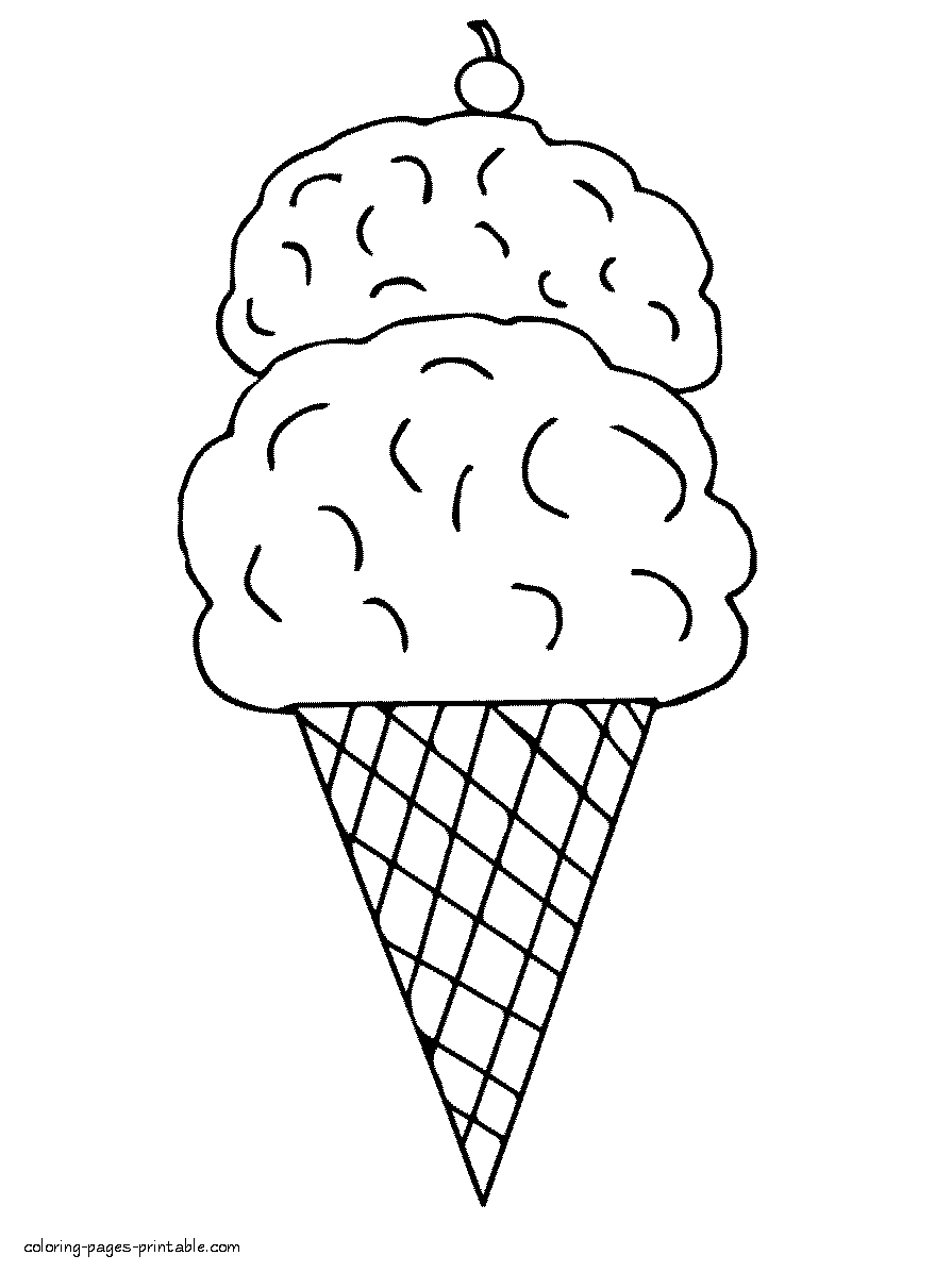 Sweet food. Ice cream cone coloring sheet