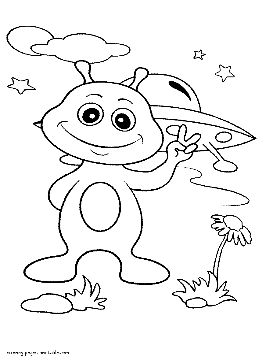 Alien coloring pages for kids