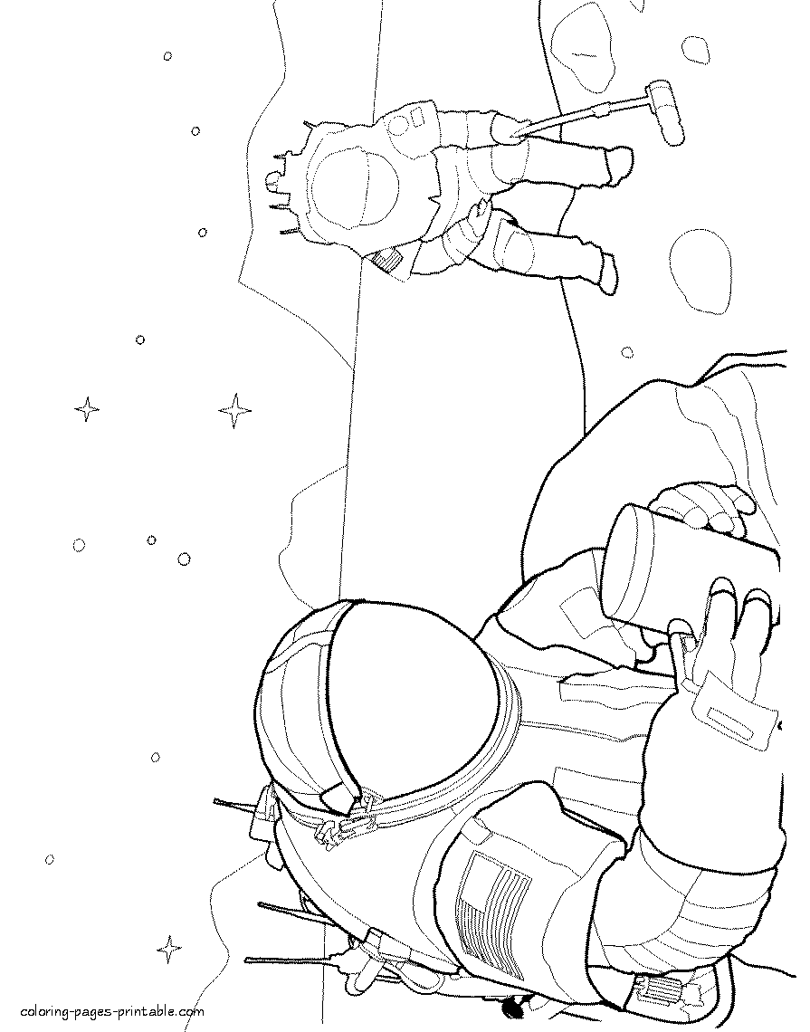 Astronaut coloring page. Space work