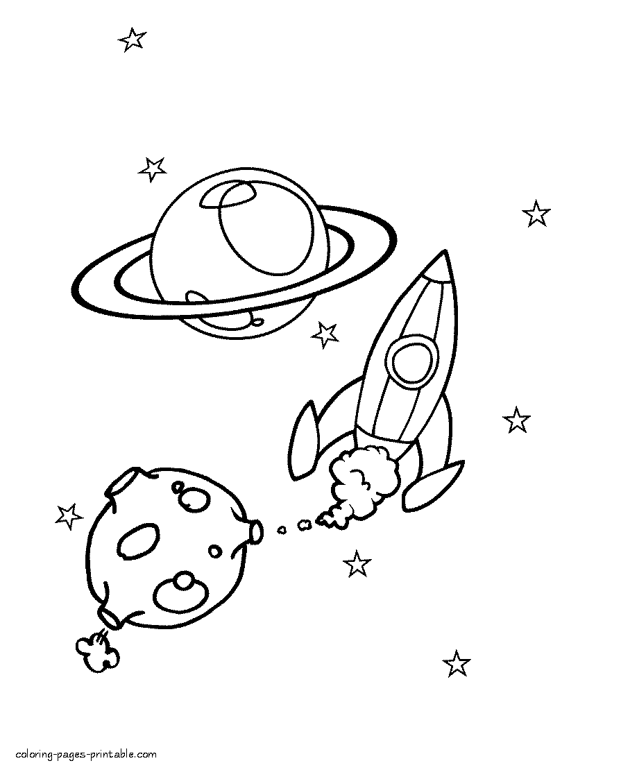 Space themed coloring pages for children