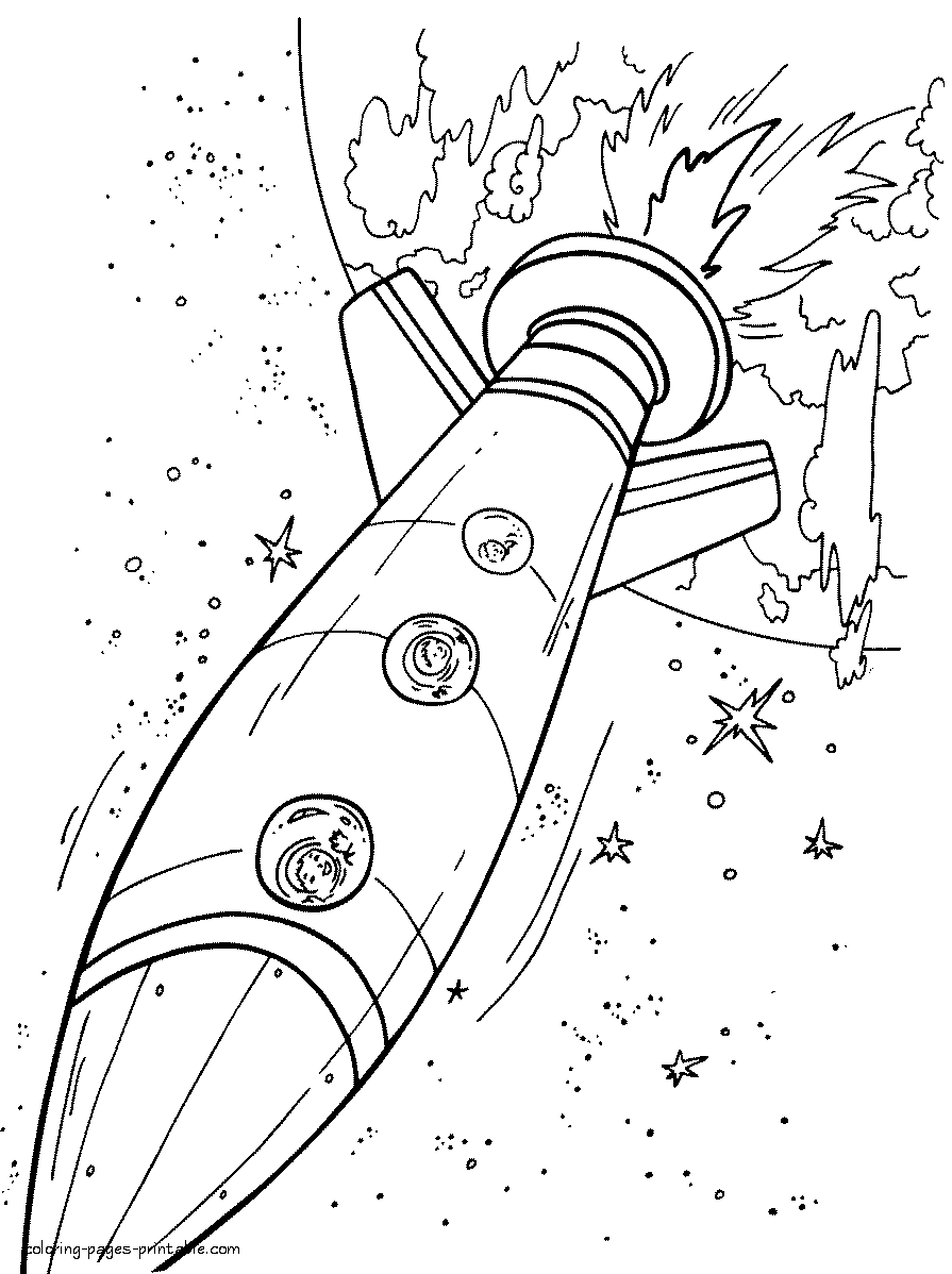 Space ship coloring pages. Rocket