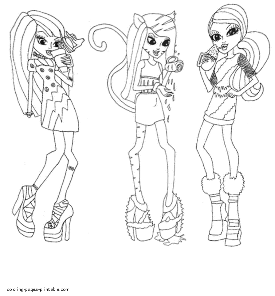 Abbey Bominable and girls coloring pages
