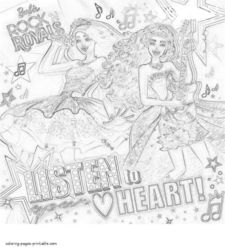 Barbie in Rock 'n Royals printable colouring pages