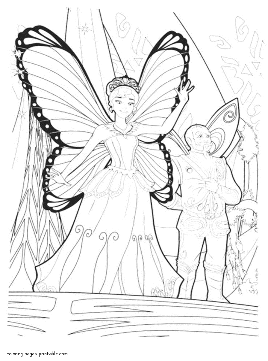 Barbie Mariposa and The Fairy Princess coloring pages that you can print 1