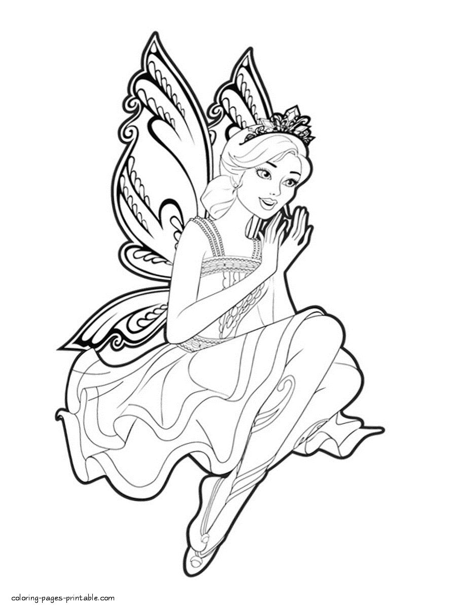 Coloring pages Barbie Mariposa and The Fairy Princess