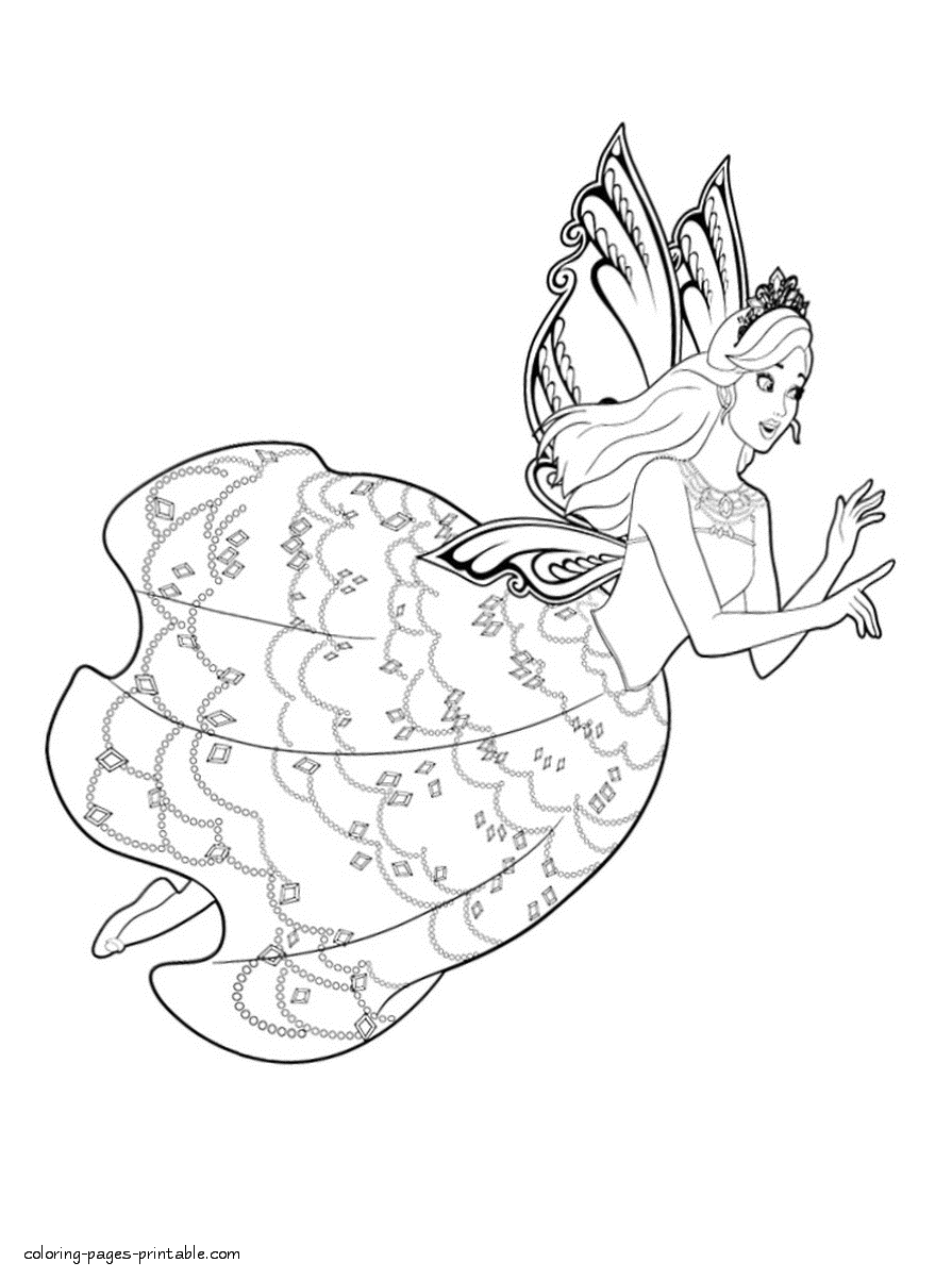 Printable Barbie Mariposa coloring pages