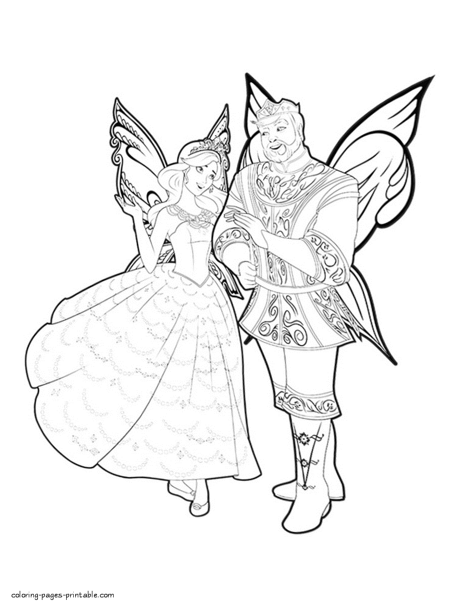 Barbie Mariposa and The Fairy Princess coloring pages for girls