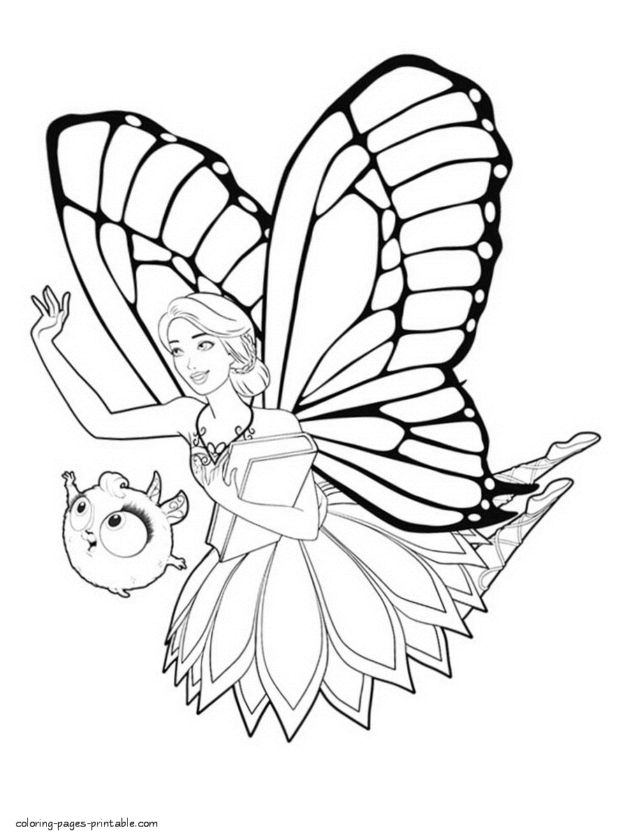 Free Barbie Mariposa coloring pages