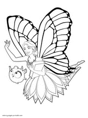 Barbie Mariposa Fairy Princess Coloring Pages Girls Print Free