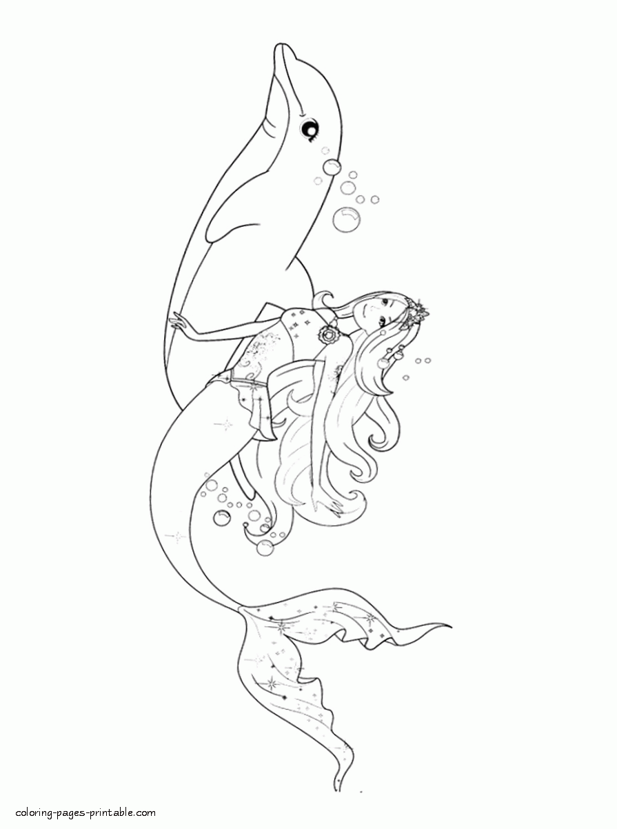 Printable coloring pages for girls. Barbie Mermaid Tale
