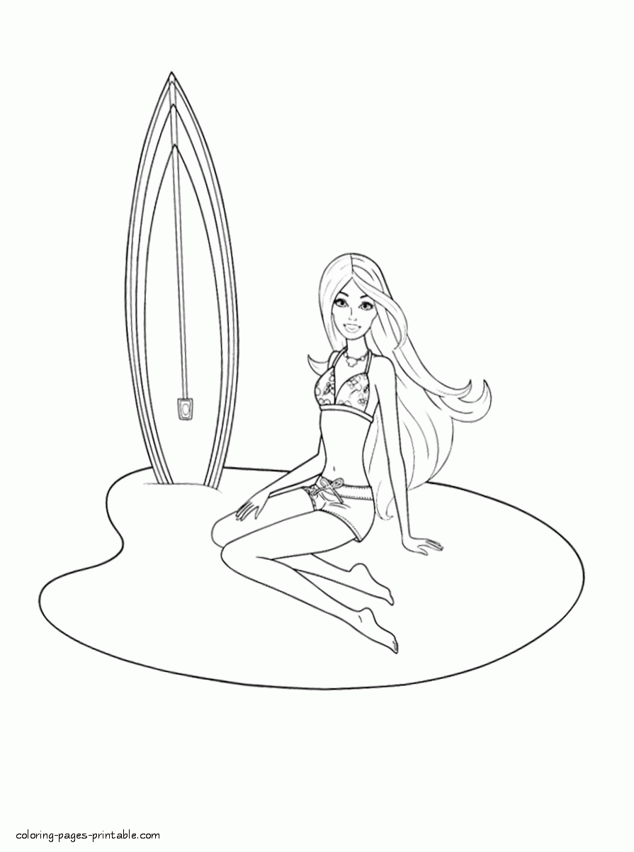 Barbie in a Mermaid Tale surfer coloring pages