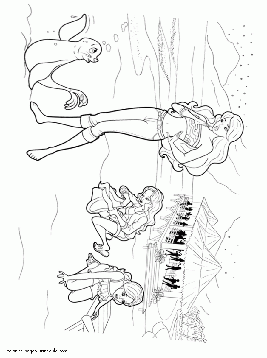 Girls dolls coloring pages. Barbie in a Mermaid Tale