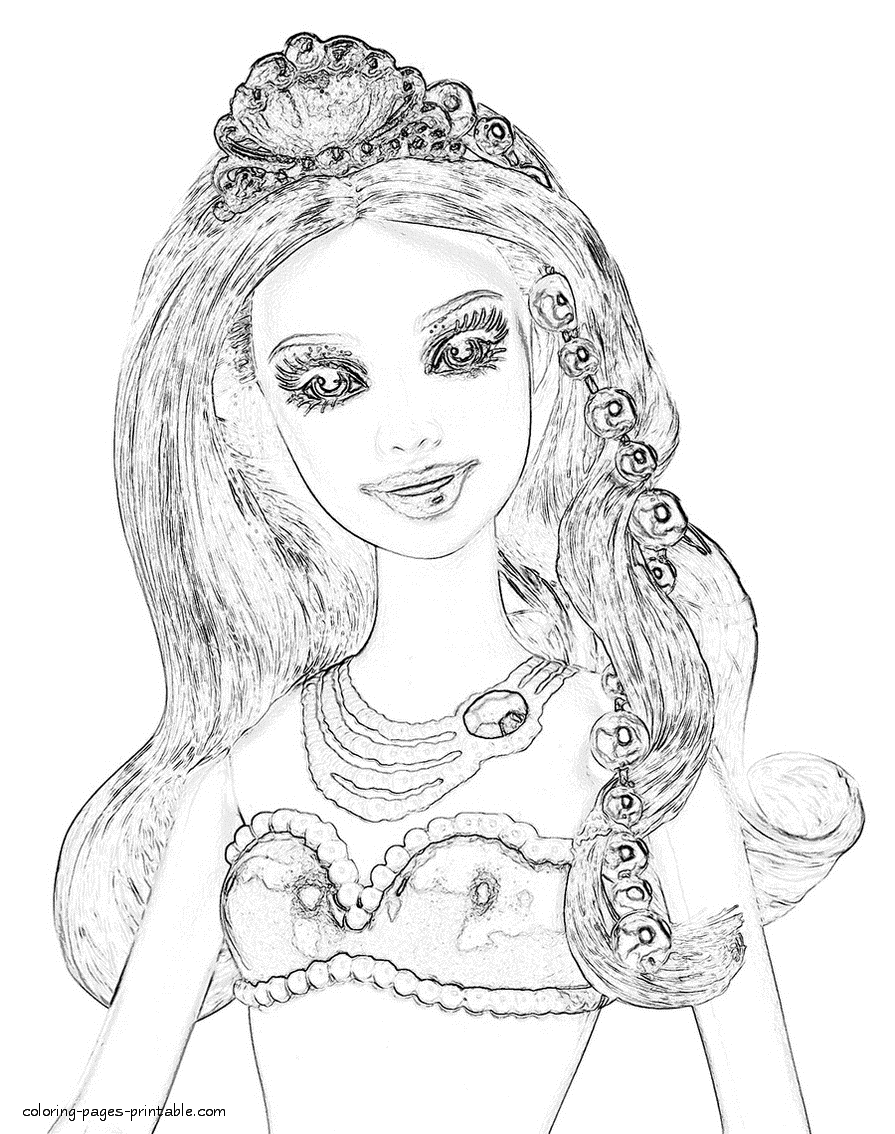Barbie doll Pearl Princess Free Barbie coloring pages