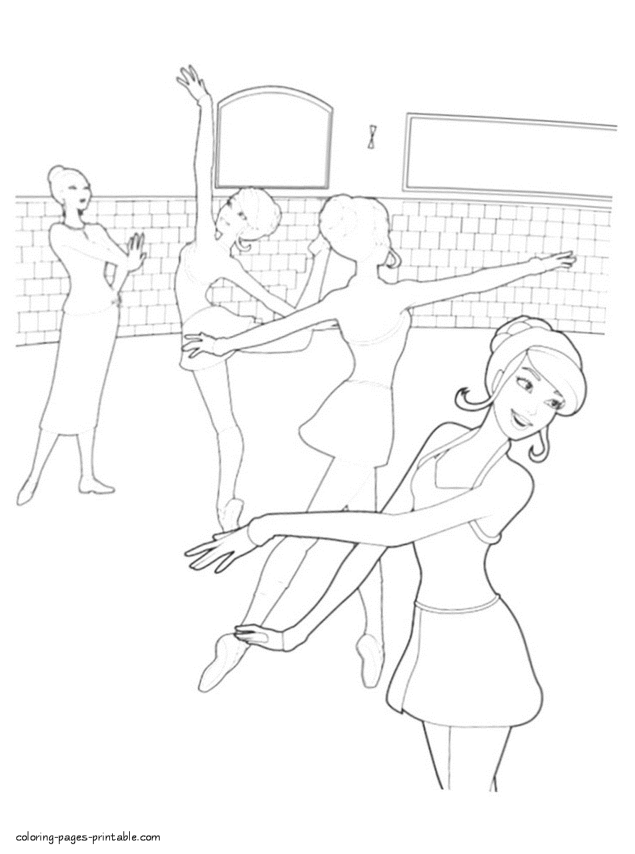 Free printable Barbie in The Pink Shoes coloring pages