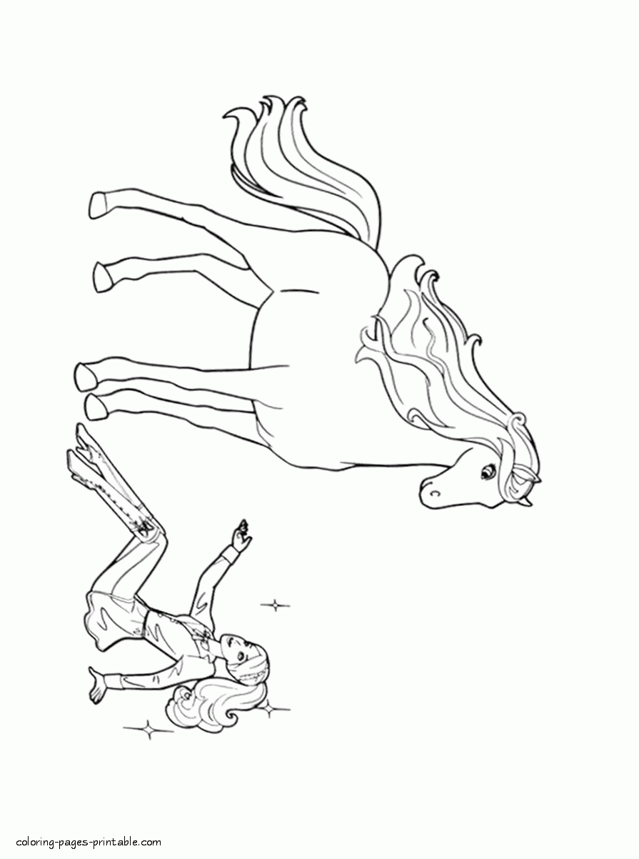 Free printable Barbie Pony Tale coloring pages