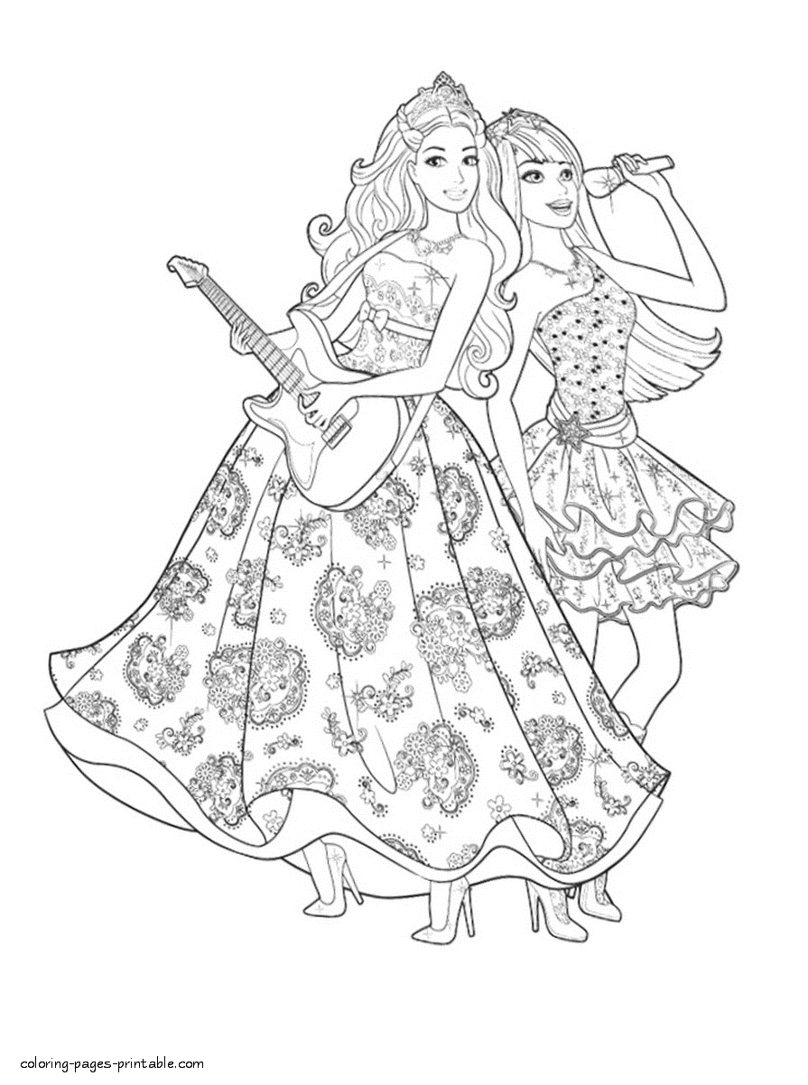 Barbie Coloring Pages Princess Popstar Printable Colouring Download