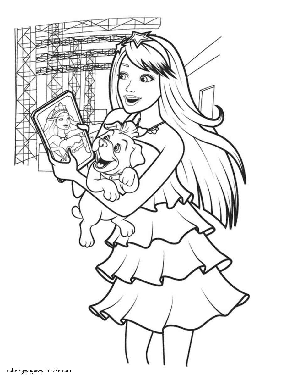 Coloring pages for a girl. Barbie: The Princess and The Popstar full movie