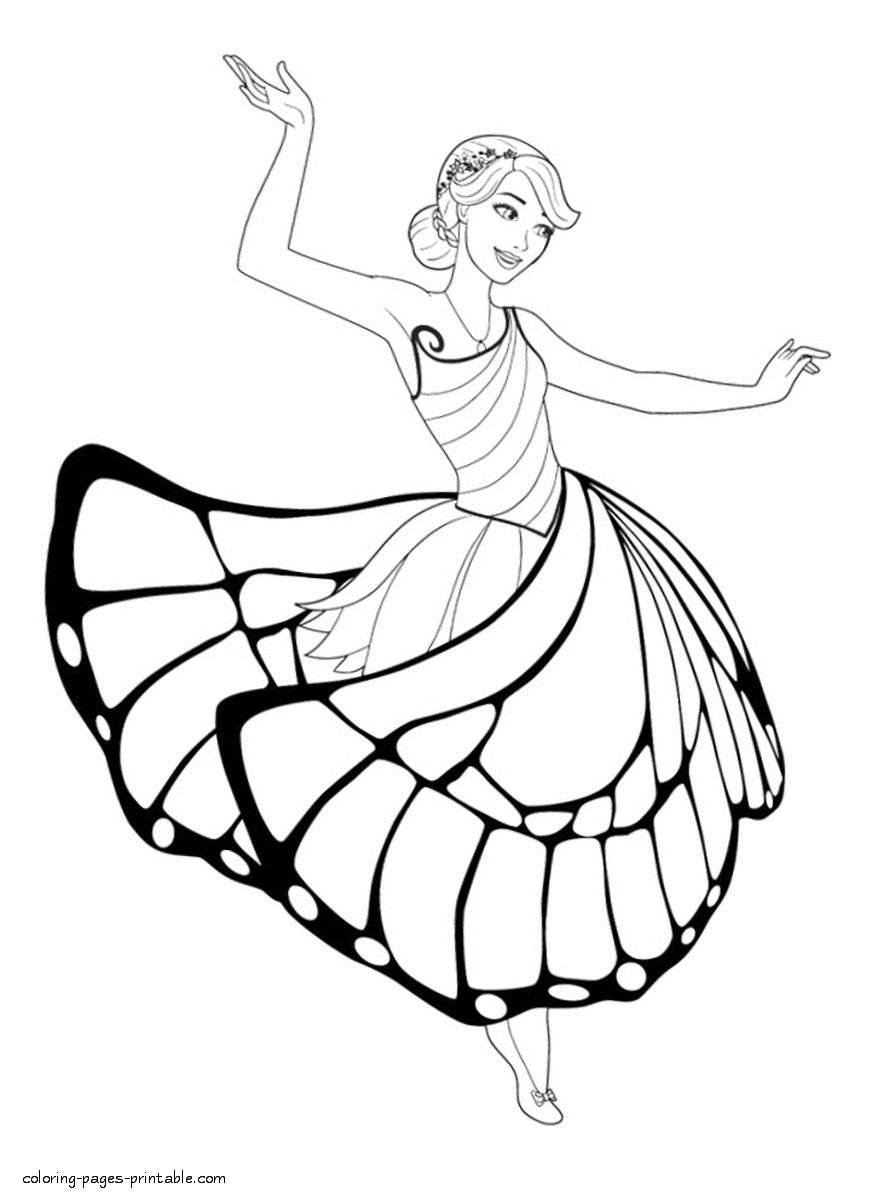 Coloring pages of Barbie Mariposa