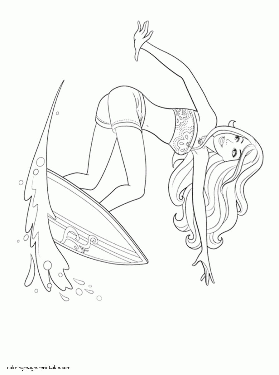 Barbie coloring pages free for girls