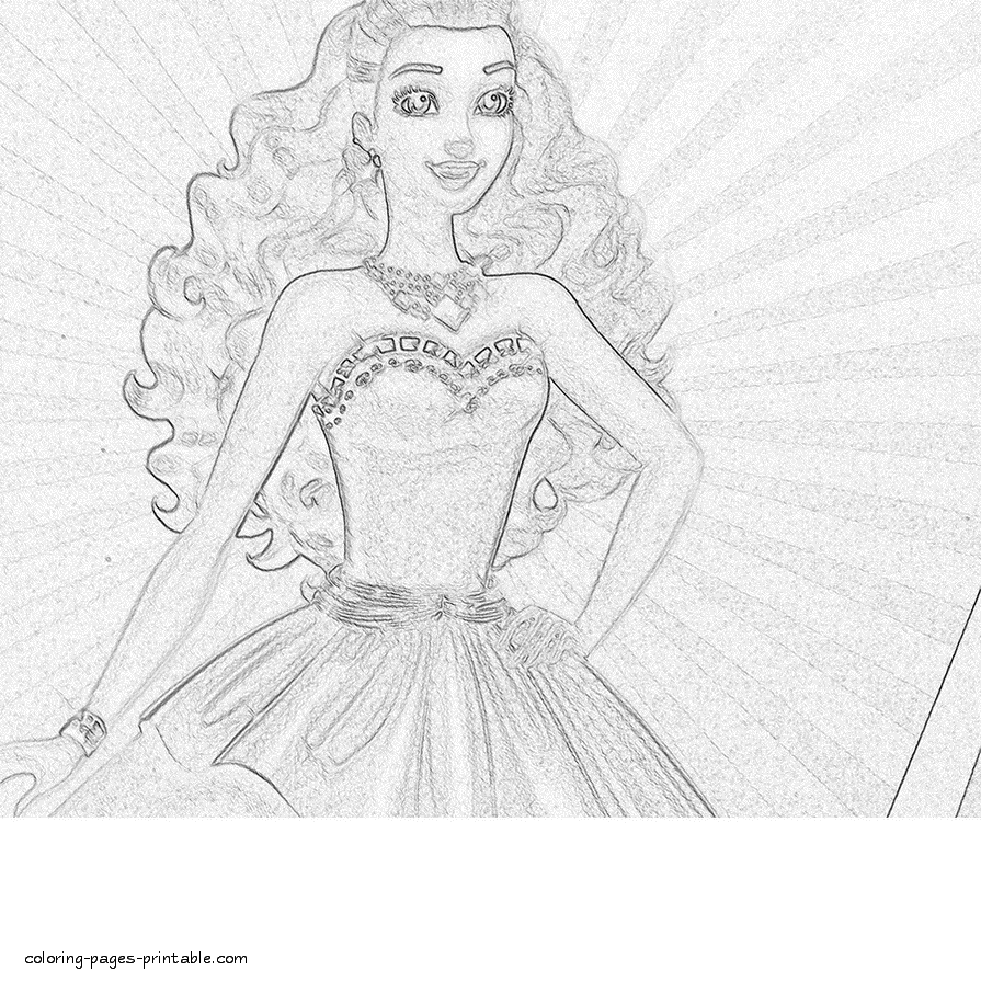 Free Barbie Rock'N Royals coloring pages to print