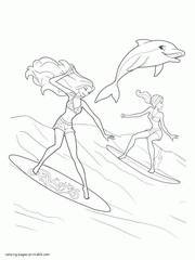 Barbie Coloring Pages 300 Free Sheets Girls Surfer