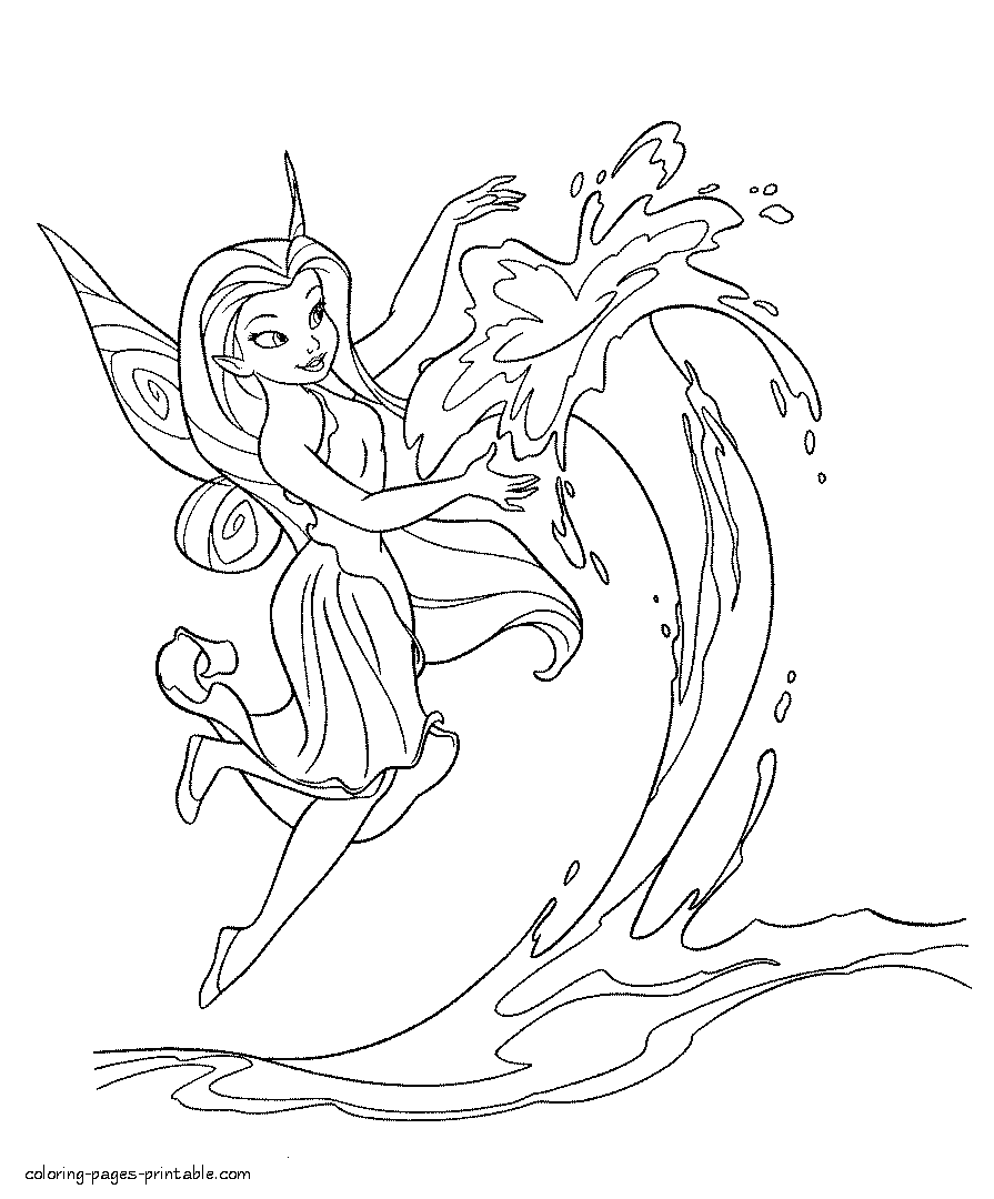 Fairy and sea wave. Coloring pages for kids