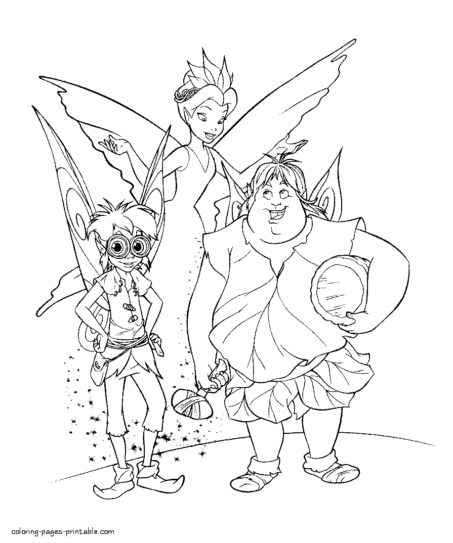 Fairy Queen Clarion, Bobble and Clank. Coloring page