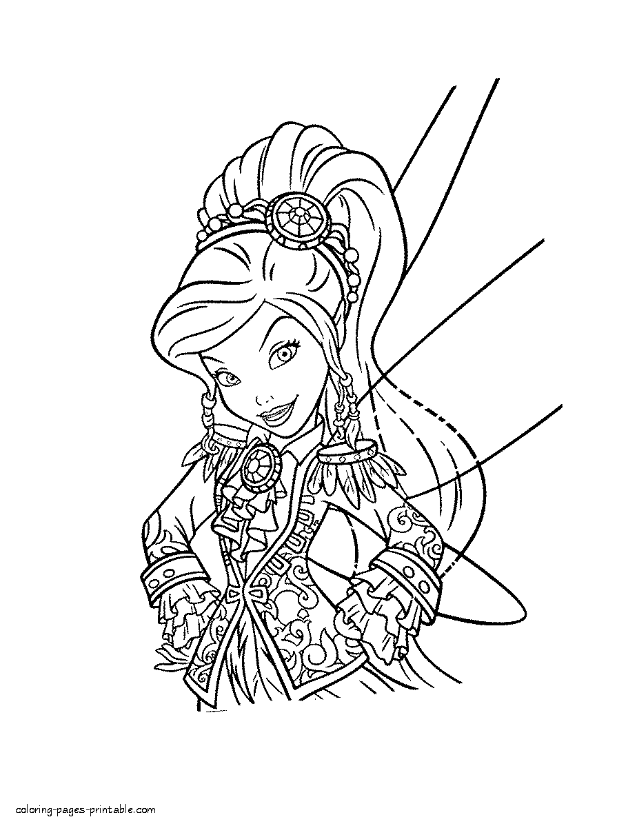 Pirate fairy coloring pages to print for children