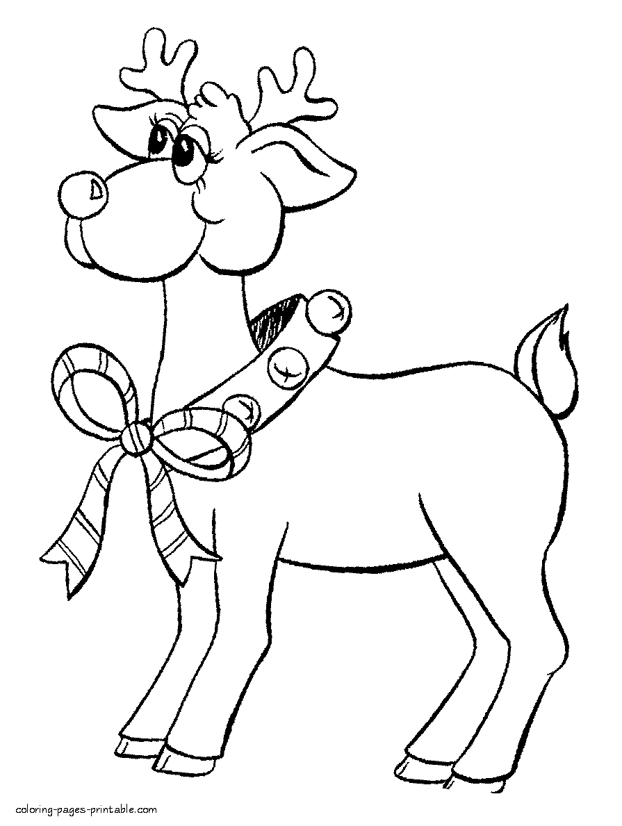 Santa's reindeer. Christmas coloring page