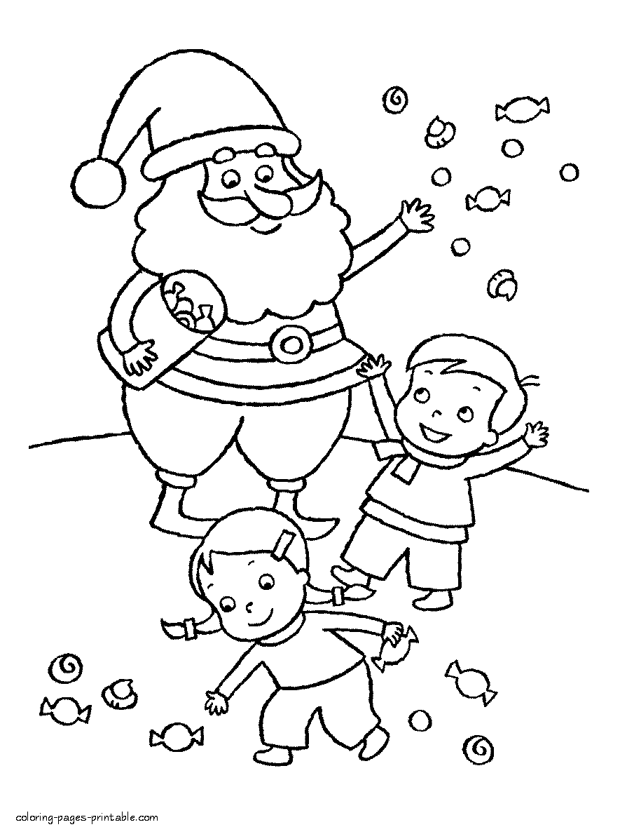 Free Santa coloring pages. Merry Christmas