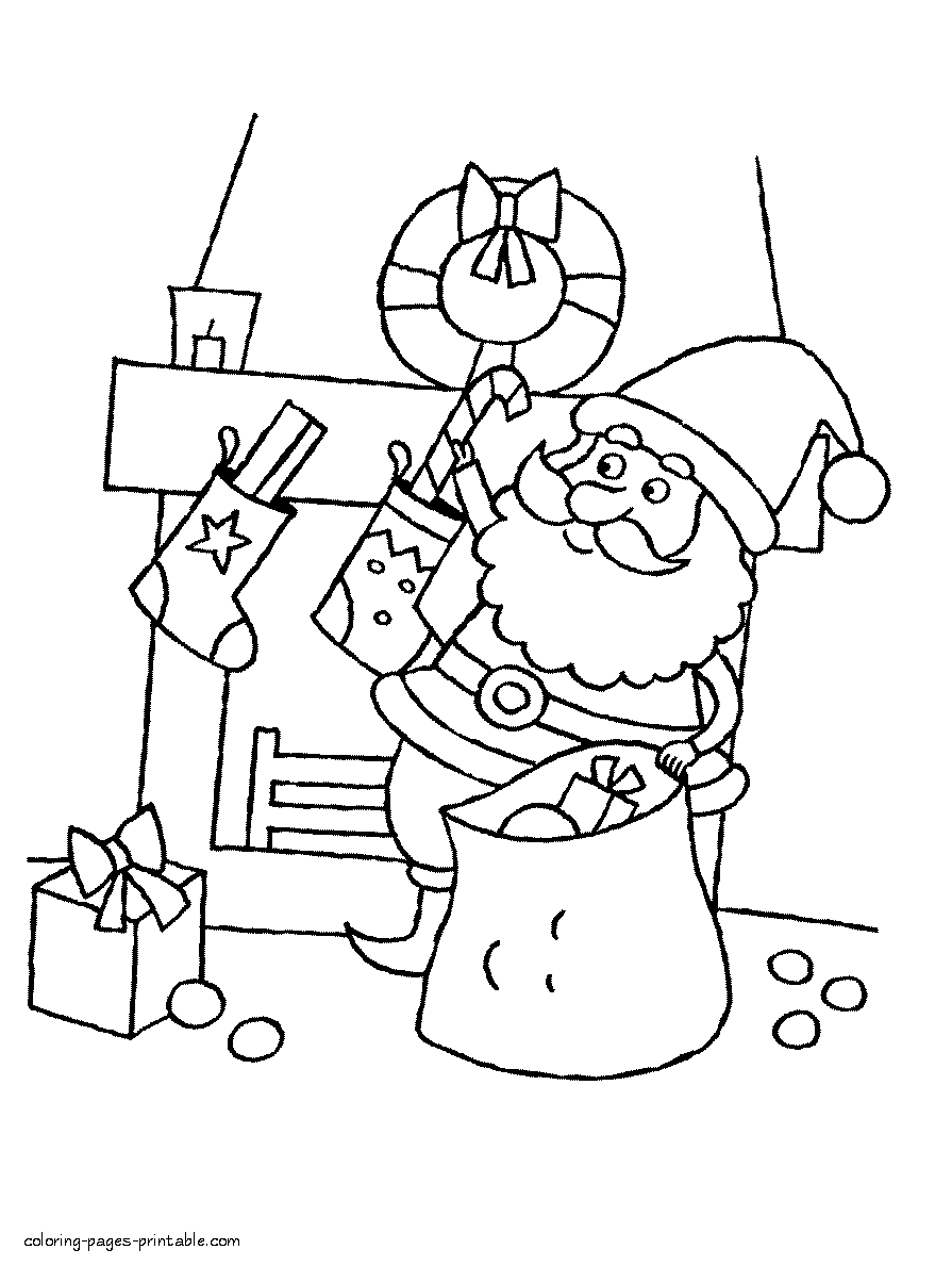 Santa's coloring pages - Christmas gifts