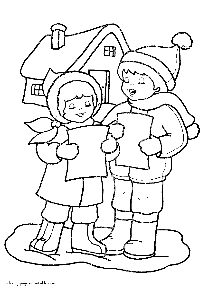 Winter holidays coloring pages for children