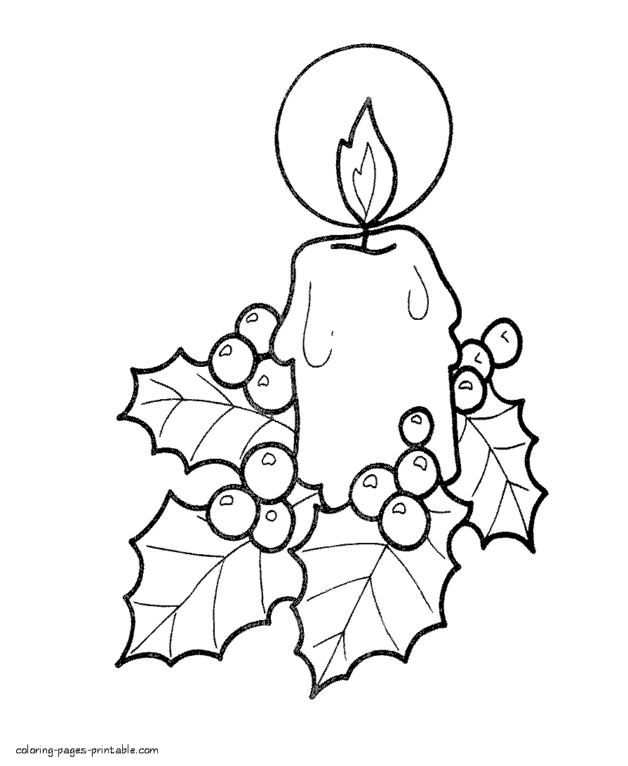 Print Christmas candle coloring pages