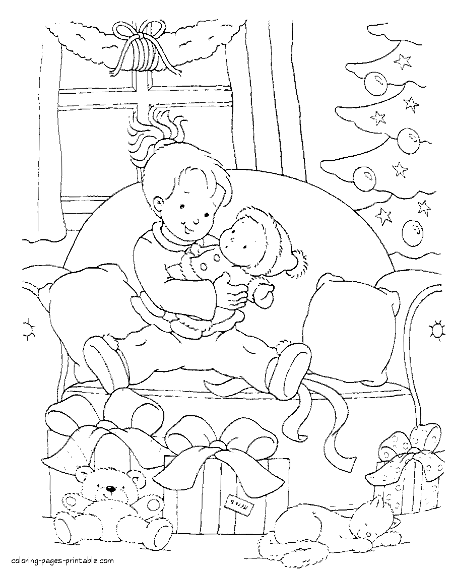 Christmas kids coloring pages to print