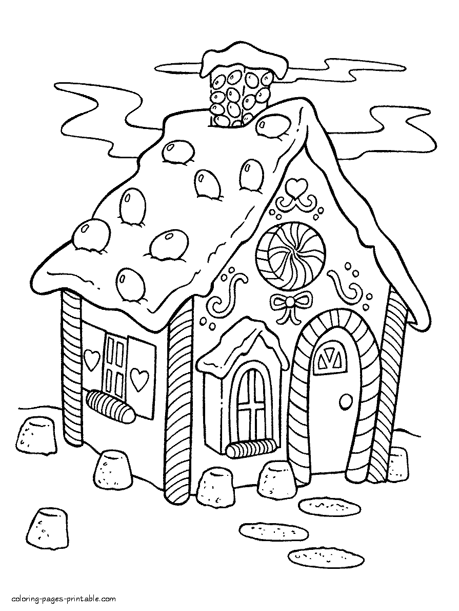 Printable coloring pages Christmas. House