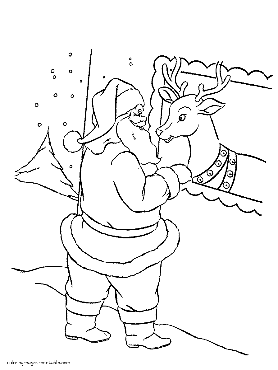 Absolutly free printable coloring Christmas pages. Claus