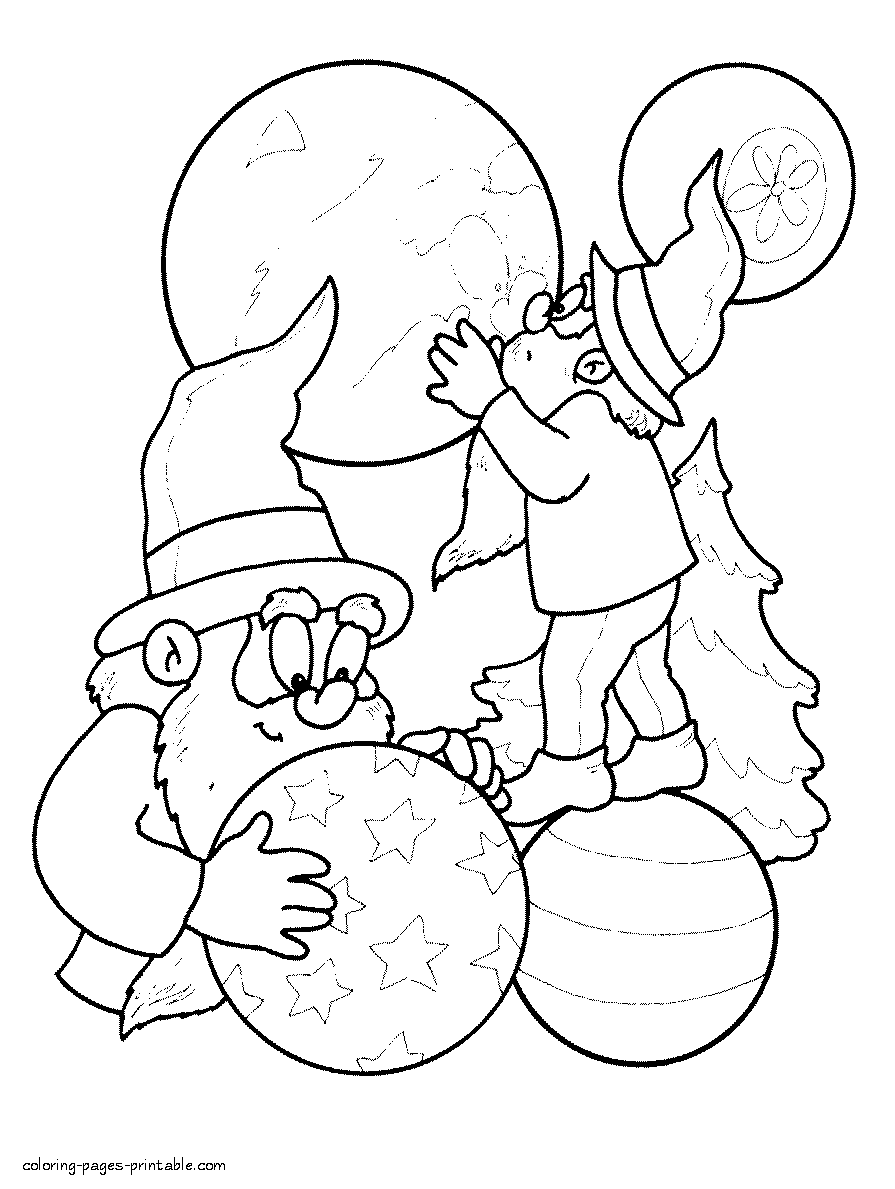 Christmas elves coloring pages. Free printables