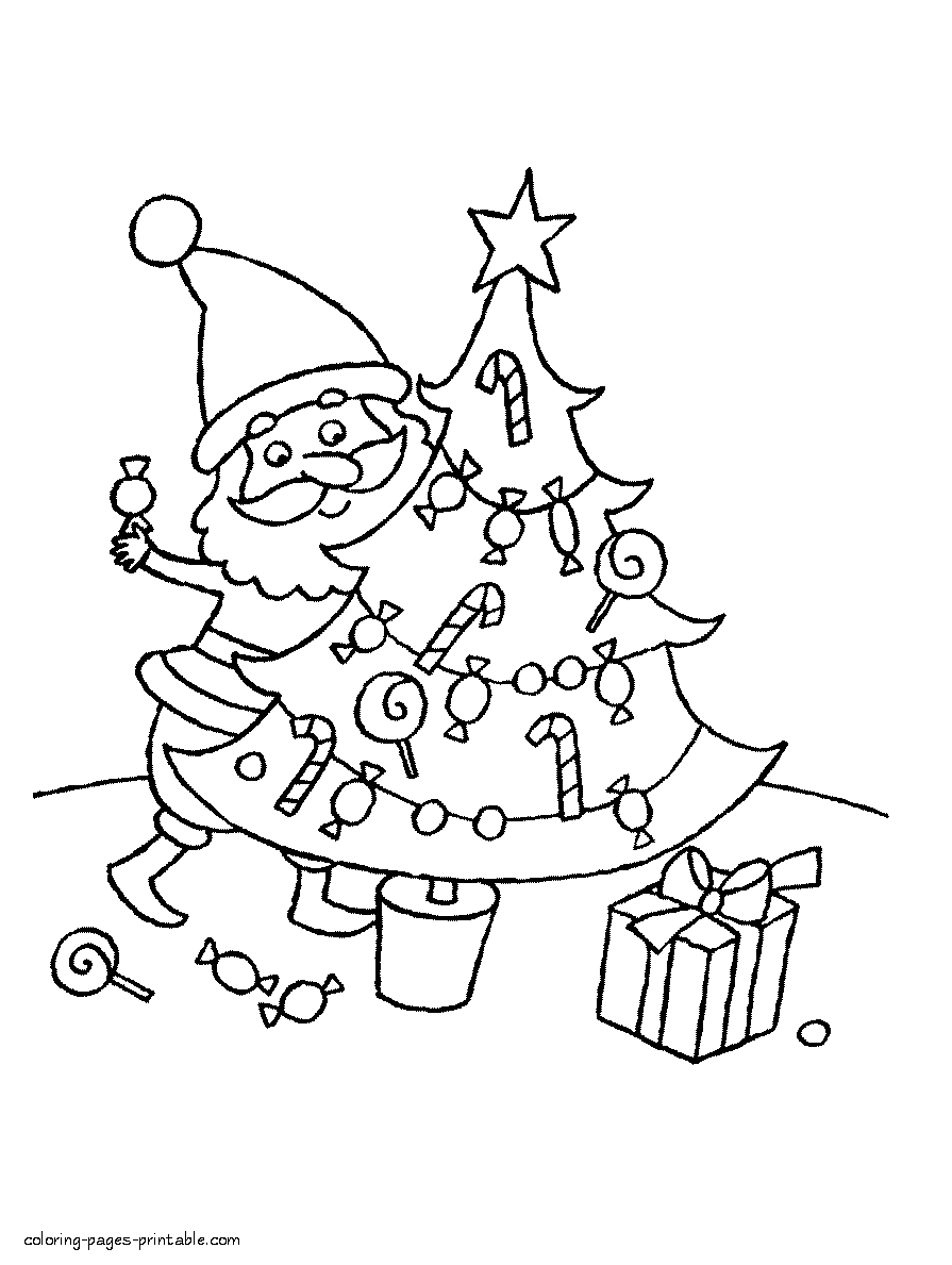 Christmas tree kids colouring pages