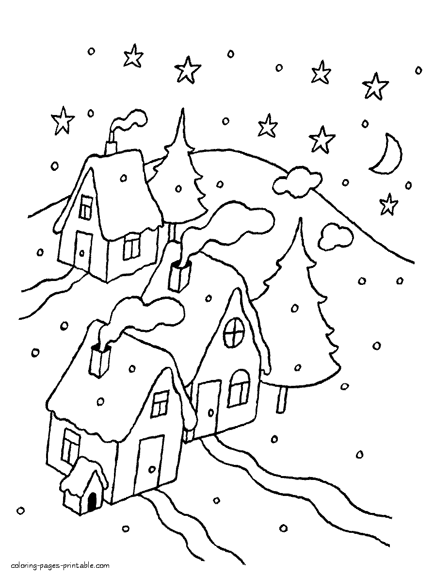 Download free Christmas night coloring pages