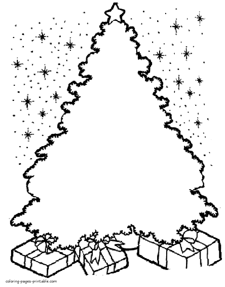 Christmas Tree Coloring Pages Draw Ornaments Colour Trees