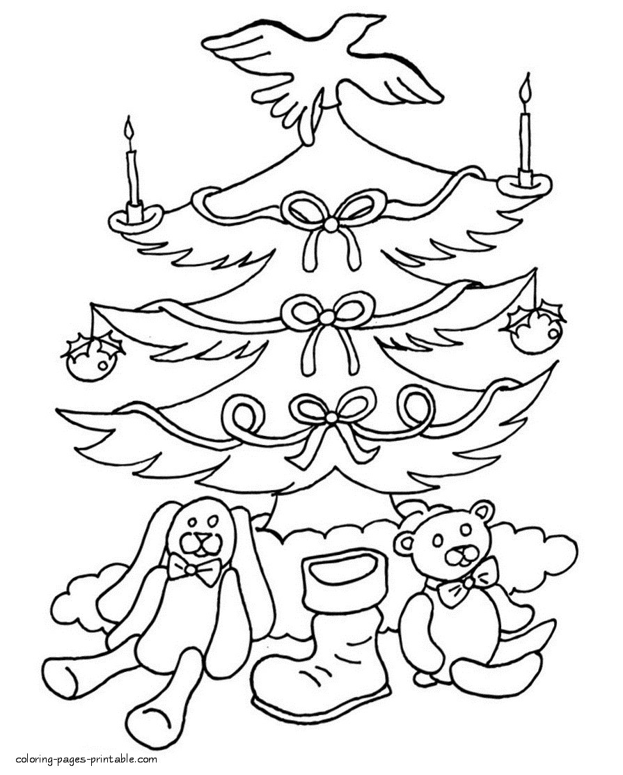 Printable Christmas tree coloring sheet