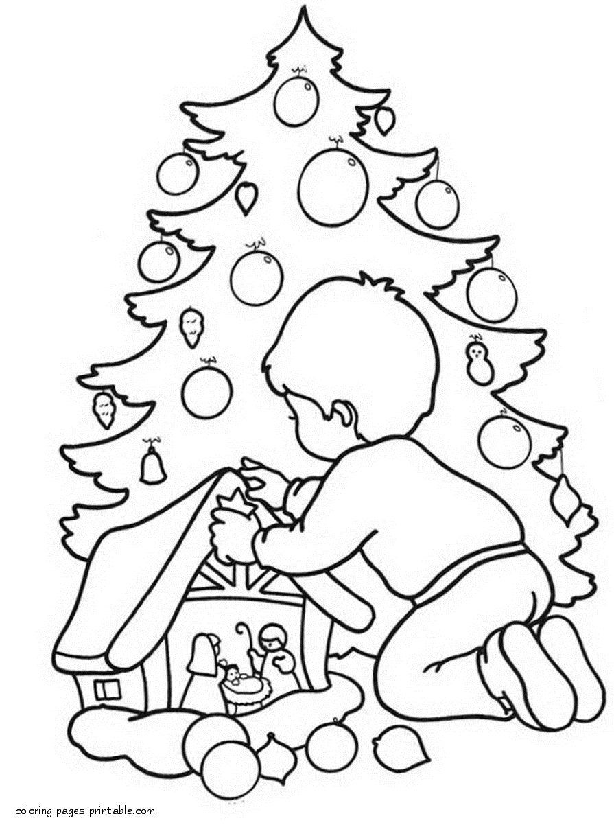 Free Christmas tree colouring pages for a child