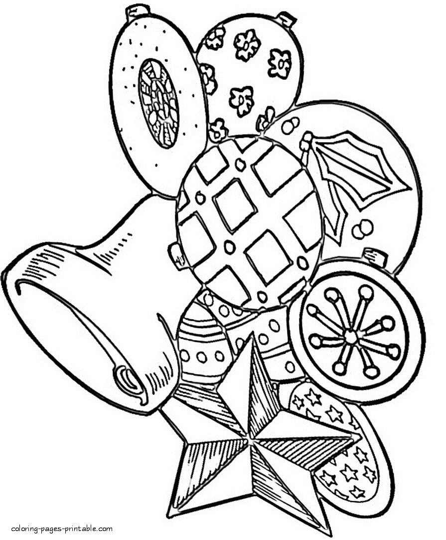Christmas tree ornaments. Coloring page for children