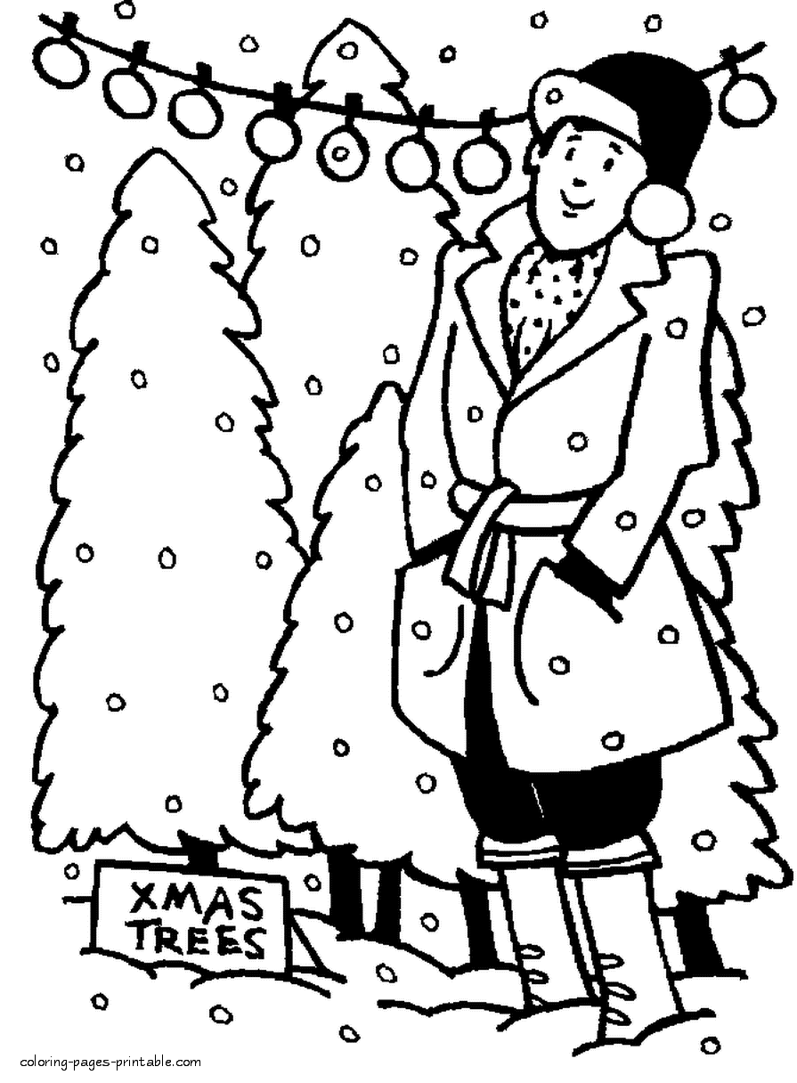 Winter theme coloring pages. Holidays