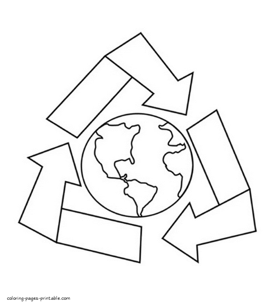 Symbol of recycling coloring page