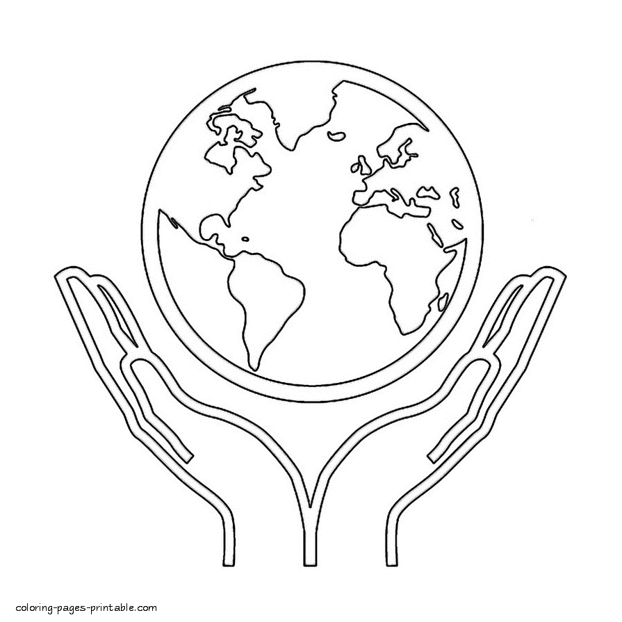 Coloring page of the Earth Day. Poster