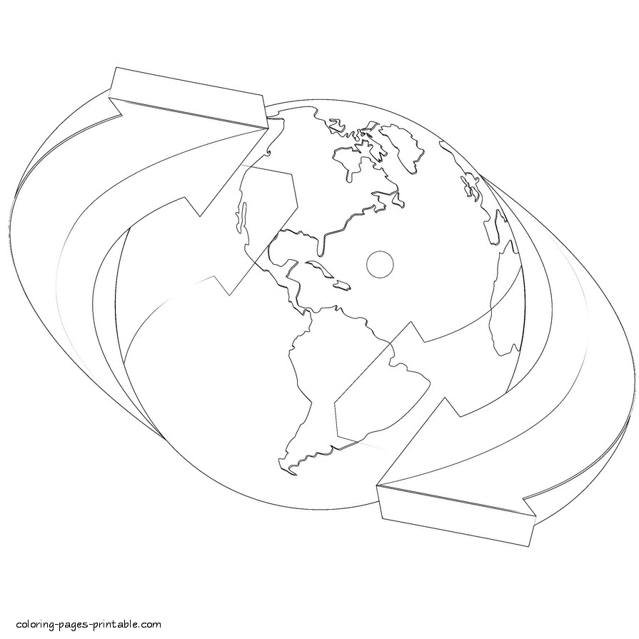 Earth and Recycling symbol coloring pages